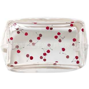 Summer New Transparent Plastic Cosmetic Bag Small Fresh Cherry Jelly Bag Pvc Travel Portable Toiletry Bag