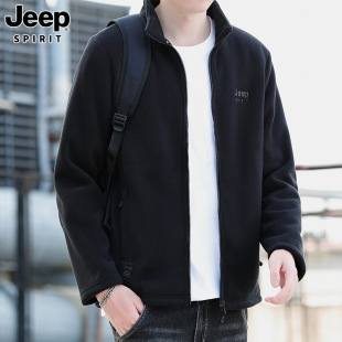 JEEP Jeep 2024 осень новая мода мужская вышивка кардиган свитер тренд повседневный воротник плюс бархат 7051