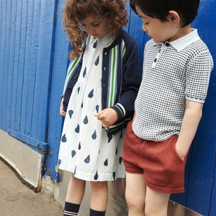 Ins Style Ss25 Danish Fub Spring and Summer Boys and Girls Kidsren's Printed Knitted Suit Details Control the Step Counter