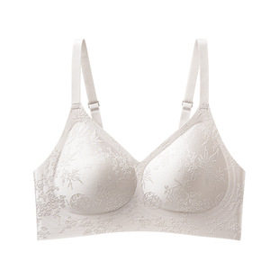 Live Explosions Guofeng Embossed Jacquard Soft Support Underwear Summer Thin Breathable Small Chest Gather Fixed Cup Bra