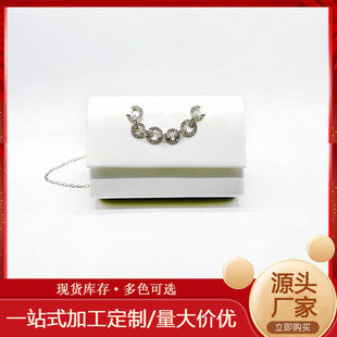 Cross-border wholesale high-grade diamond white dinner bag ladies hand messenger bag simple high-grade factory straight hair direct sales