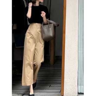 Fashionable Narrow Straight Wide-leg Pants Women's Summer Korean-style High Waist Slimming Loose Hose Casual Cropped Pants