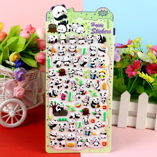 Small Panda Hibiscus Leather Sticker Stereo Children's Award Sticker Baby Handmade Puzzle 3D Stereo Bubble Sticker