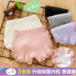 Pure Cotton Girls' Underwear, Summer Anti-exposure Safety Pants, Kidsren's Lace Three-point Bottoming Shorts, Two-in-one with Skirt