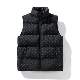 New B- word cotton-padded vest men's bread cotton-padded sleeveless vest thick warm vest zipper pocket stand