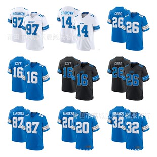 Foreign trade lion team Lions football uniform 97 Hutchinson 14# St.Brown embroidered jersey