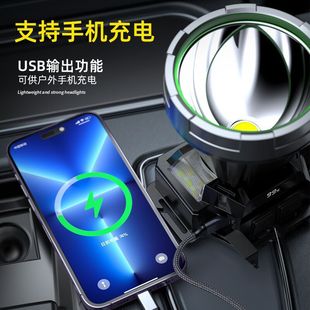 Cross-border super bright white laser light headlight Type-C charging outdoor zoom built-in lithium LED induction headlight
