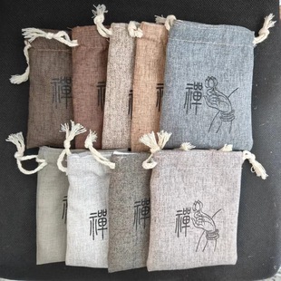 Double layer small zen linen 12*15 wholesale zen bag color random string bag text play bag string bag double layer