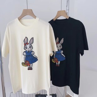 Fashion Cartoon Strawberry Girl Cloth Sticker Animal Rabbit Embroidery Applique Sweatshirt Children's Wear Down Jacket Hole Repair Subsidy