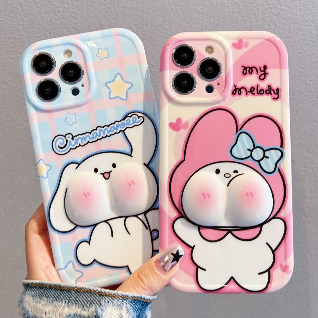 Decompressing face pinching Cinnamon Dog Apple 15 Pro Max phone case iPhone 14/13 My Melody 12/11 female
