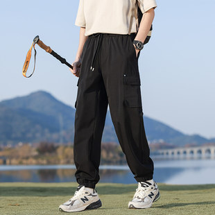 2025 Spring and Autumn Japanese-style Leg Tooling Pants Men's Pants Teenager Trendy Brand Leg Pants All-match Drawstring Casual Pants