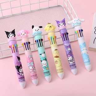 Многоцветная ручка для печати Sanrio, милая креативная шариковая ручка десяти цветов, ручная ручка для счета, высокая цветовая ценность, Студенческая оптовая продажа
