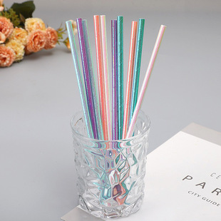 Cross-border foreign trade color disposable biodegradable creative party thickened decorative art handmade straight tube paper straw