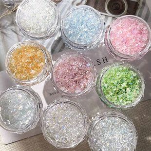 Горячая продажа Aurora Crystal Crystal Stone ювелирные изделия для ногтей Цветные нерегулярные ледяные хрустальные каменные декоративные аксессуары для ногтей оптом