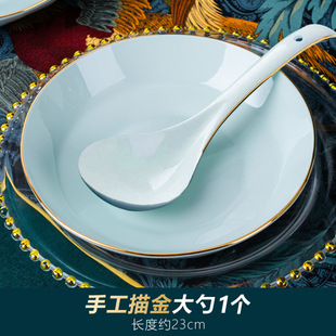 Jingdezhen household ceramic soup spoon long handle large spoon small spoon spoon ceramic chopsticks non-slip mildew proof wholesale optional