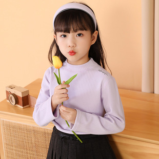Children's bottoming shirt autumn and winter high collar mid-collar German girls and boys wear Korean long sleeve 2023 new wholesale velvet top