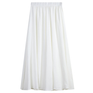 Strength factory [original craft has inner village] white skirt pants women's summer thin ice silk fluttering pleated a word