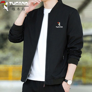 Woodpecker Men's Coat Spring and Autumn New Style Vertical Collar Jacket Casual All-match Top 2025 Fashionable Clothes Jacket