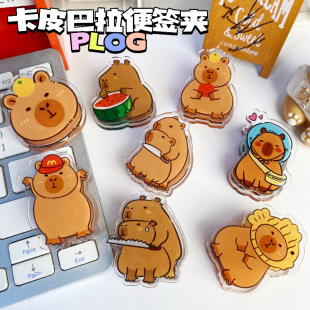 Kapibala Notes Clip Cartoon Ins Style High Color Value Acrylic PP Clip Storage Clip Test Paper Clip Ass Clip