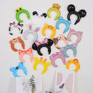 Children's hairband balloon sweep yard to push small gift animal headdress cartoon balloon National Day 11 drainage props