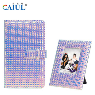 Symphony Positive Diamond Series 3inch Photo Frame Album Customized Cross-Border Diamond Elements Pu Leather Photo Frame Album Set