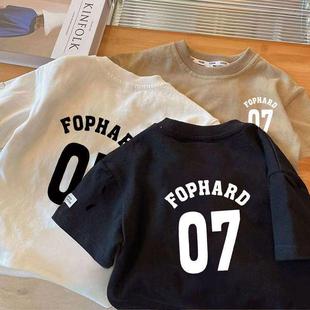 New Boys Korean Children's T-shirt Half Sleeve Handsome 2024 Summer New Children's Cotton Top