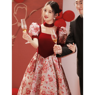 Bride Toast Dress Can Wear Red Engagement Dress 2024 New Wedding Evening Dress plus size Chinese Style Long Sleeve