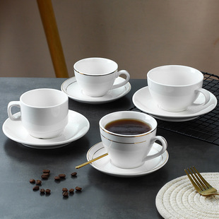 Creative European-style Ceramic Coffee Cup suit Pure White Simple Milk Tea Cup and Saucer Hotel Cafe LO Wholesale