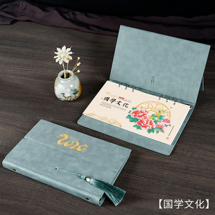 2025 desk calendar custom logo creative leather multi-functional calendar desktop ornaments table calendar custom advertising weekly calendar