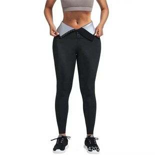 Cross-border Half-coated High-waist Sports Fitness Cropped Pants European and American-breasted Abdominal Sweat Pants Yoga Pants Body-shaping Pants