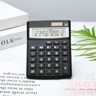 Large screen 12 digit display multi-function business finance office dual power solar desktop electronic calculator