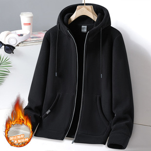 Fleece Men's Autumn New Fashion Sports Casual Men's Loose Rocking Cardigan Hooded fleece-lined Sweatshirt Women