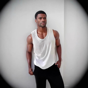 Summer American Fitness Vest Men's Sports Vest Sleeveless T-Shirt Muscle Top to Show Figure Beach Running Moisture Absorption