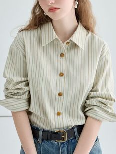 VEGA striped shirt women's design sense niche loose slim long sleeve top 2025 spring and autumn new