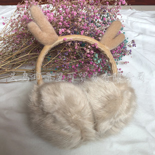 Christmas European and American foreign trade explosions antler earmuffs winter thickened imitation rabbit velvet outdoor warm earmuffs women Yiwu wholesale