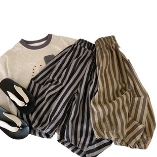 Children's Casual Pants Bang Cheng 2025 Summer New Boys Striped Machete Pants Small and Medium Children's Pants H0180