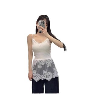 Cloth Little Nine Stacked Wear Lace Small Sling Spring New White V-neck Lace Sexy Spice Girl Base Vest Top