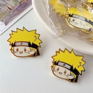 Naruto Metal Brooch Naruto Sasuke Japanese Style Writing Wheel Eyes Student Clothes Bag Badge Animation Peripheral Trend