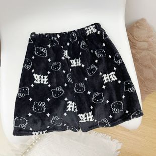 Foreign Trade Casual Sports Shorts Soft Glutinous Flannel Women's Summer New Arrival High Waist Wide Leg Hot Pants Casual Pants