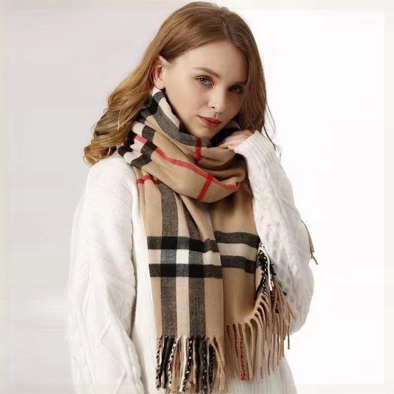 Autumn and Winter Baba Plaid Scarf Women's Winter High-end All-match Warm Scarf Korean Style Plaid Cross-border Explosive Shawl