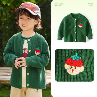 Spring New Children's Sweater Class A Knitted Cardigan for Boys and Girls and Children's Baby's Solid Color Crewneck Sweater Jacket