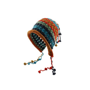Handmade Women's Knitted Baotou Hat Autumn and Winter Japanese Color Tassel Ball Lace Ear Protection Hat Hollow Knitted Wool Hat