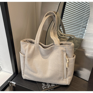 Cross-border Women's Bag Corduroy Korean Style Lazy Sail Cloth Bag Large Capacity Commuting Shoulder Tote Bag Student Portable Women's Bag