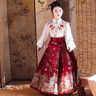 Девушка Hanfu новый китайский стиль Ankora Red Horse Новый китайский топ с тяжелой вышивкой Облако плечо Весенний и Осенний набор