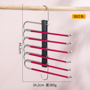 Clothes Hanger Pants Rack Stainless Steel Folding Wardrobe Pants Rack Multi-layer Seamless Anti-slip Telescopic Household Dormitory Six-layer Nine-layer