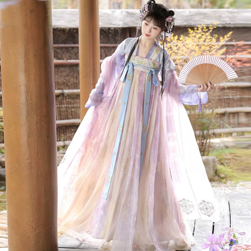 【Moon-Dyed Grape Fragrance】Tang Dynasty-Style Restored Qi Xiong Ruqun Original Chinese Style Hanfu for Women with Embroidery, Suitable for Daily Wear in Spring and Summer, New Model