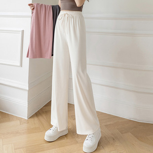 Women's wide-leg pants 150cm autumn new slimming high waist loose draping cropped straight casual pants 155