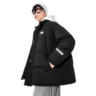 Men's cotton-padded jacket autumn and winter hooded cotton-padded jacket men's 2024 new fashion brand warm cotton-padded jacket coat