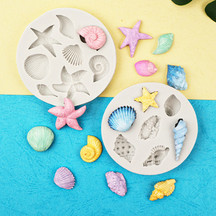 diy handmade fondant decoration marine theme shell conch starfish silicone mold chocolate clay epoxy mold