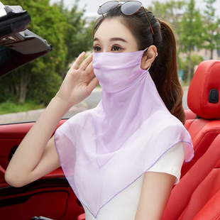 Mulberry Silk Mask Breathable Neck Protection Summer Sun Protection Veil Women's Silk Mask Full Face Thin Sunshade